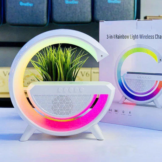 Google Speaker Multifunctional Bluetooth Speaker with 15W Wireless Charger Cum Color Changing Desk Lamp Luxurious Google Bedside Table Lamp