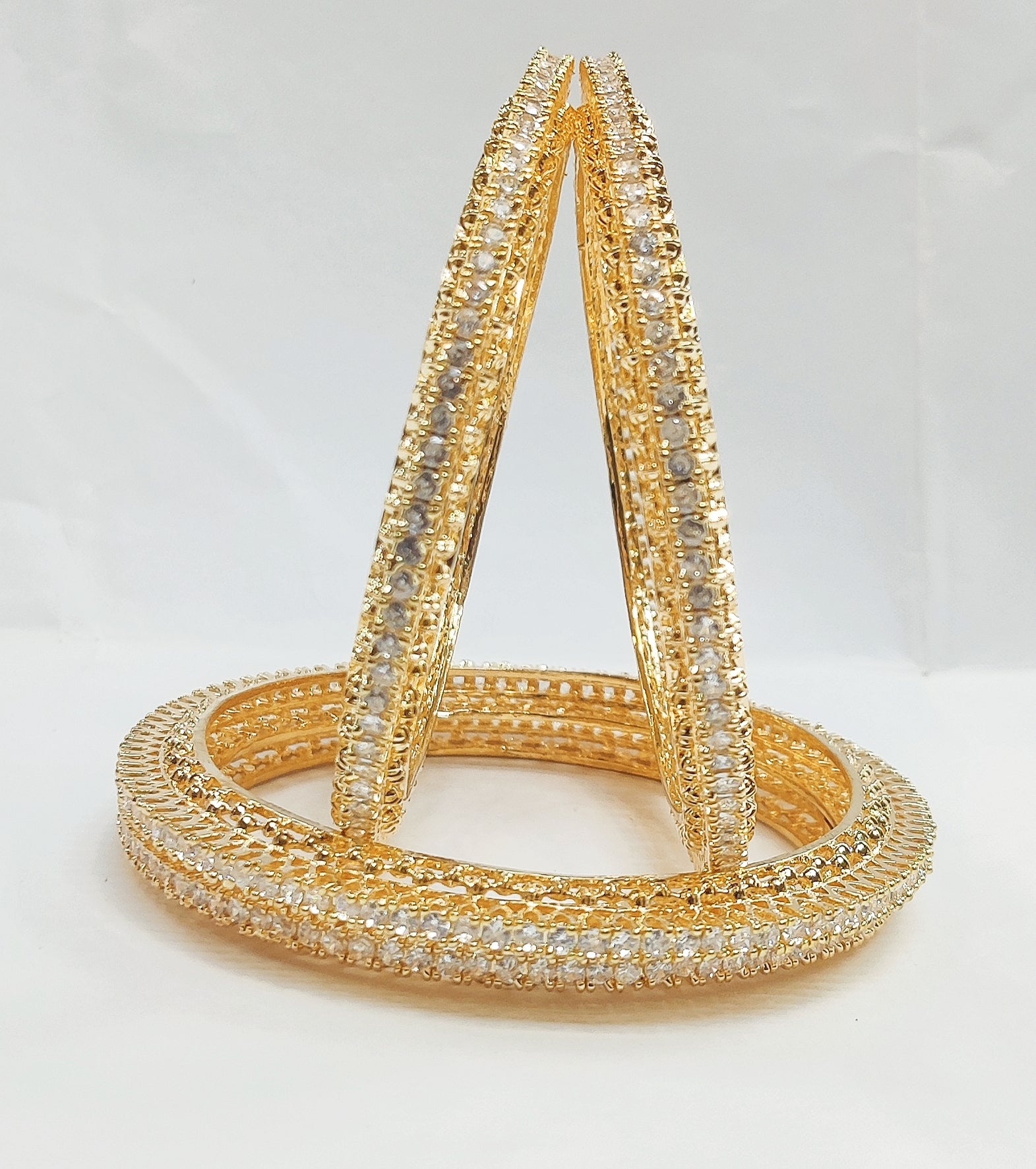 American Diamond Micro Stones Gold Plated Bangles Stunning Jewelry